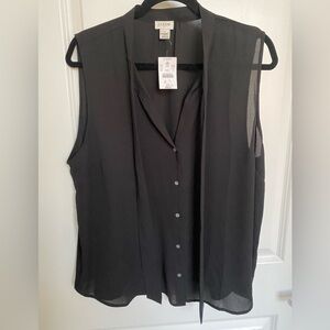 J. Crew Black Sleeveless Blouse | Size XL